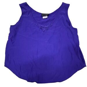 Vintage Anxiety Purple Tank Top Lace Accent‎ Sleeveless Casual Blouse Top Large